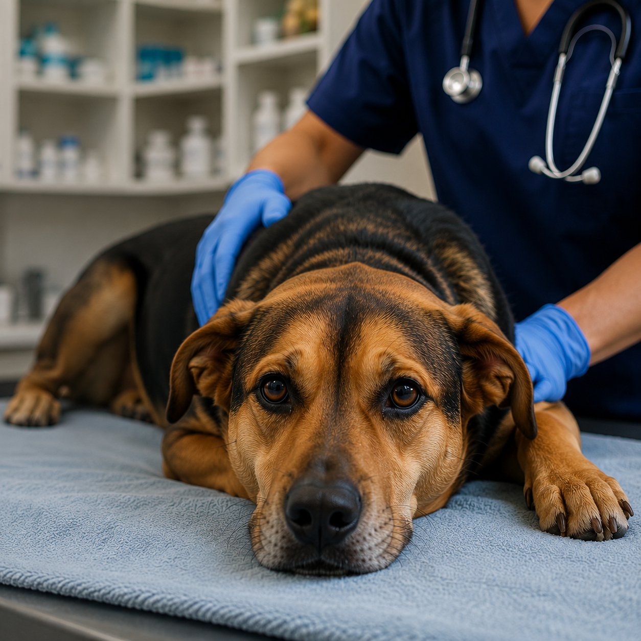 Dog receiving veterinary care